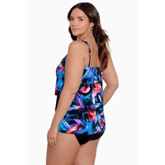 Miraclesuit NWT Fuego Flora Mirage Tankini Top Black/Multi Size 14 - Picture 4 of 7